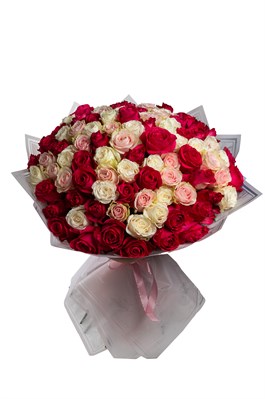 101 роза Эквадор Микс 60 см 2489_F3597